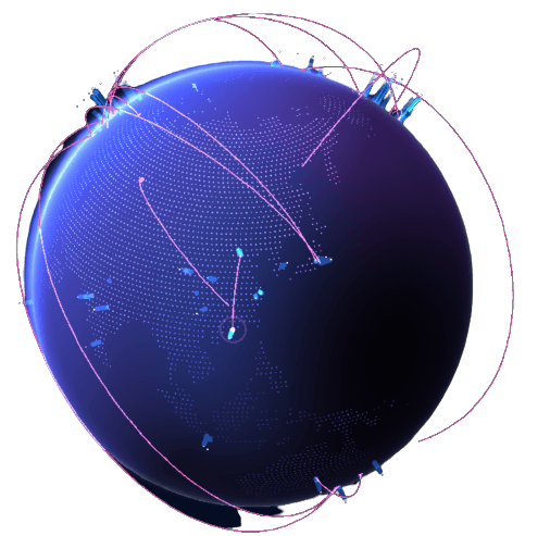 AI — connected globe with orbital data lines